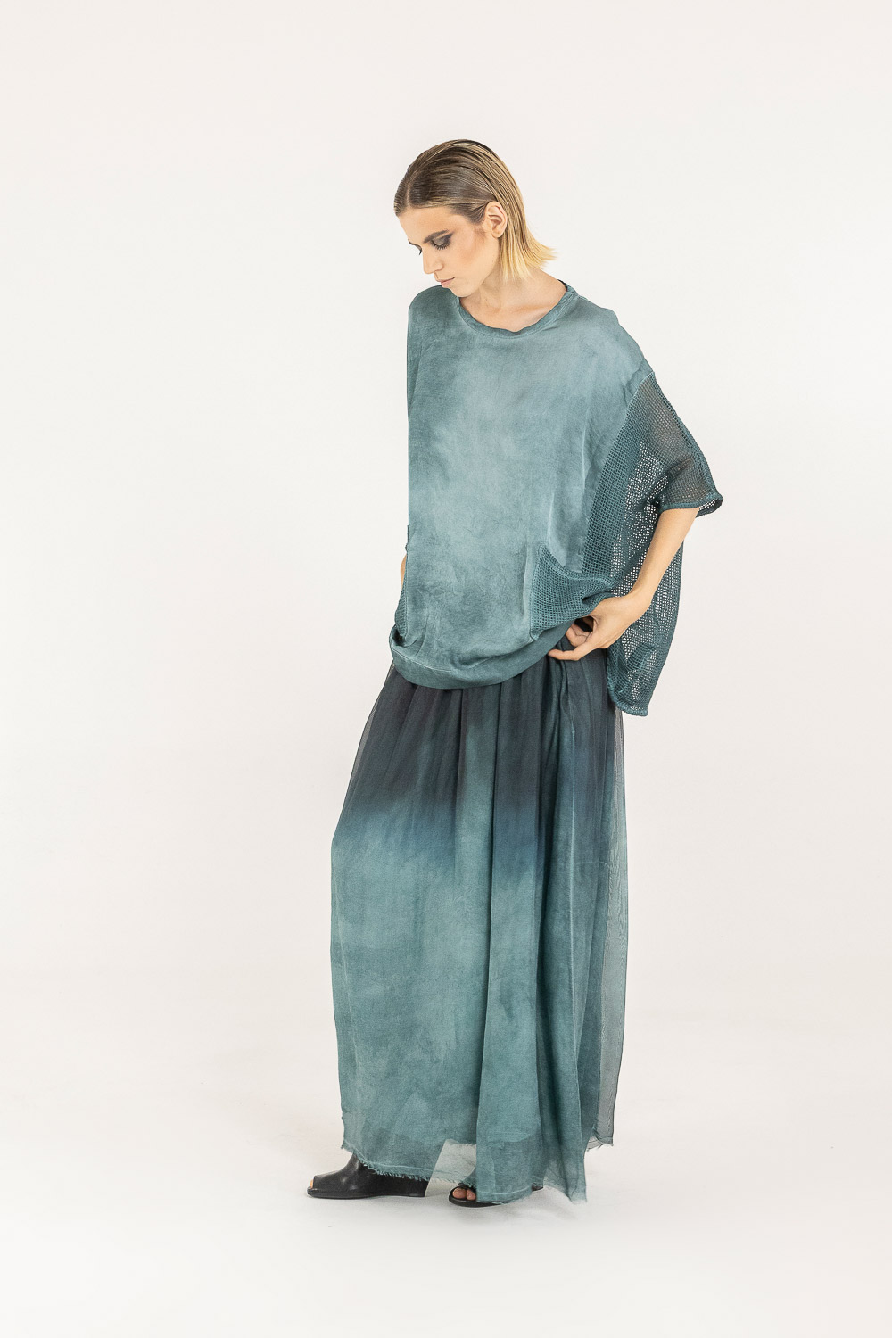 Sanctamuerte T-Shirt Maxi Tshirt Shirt Viskose Netz