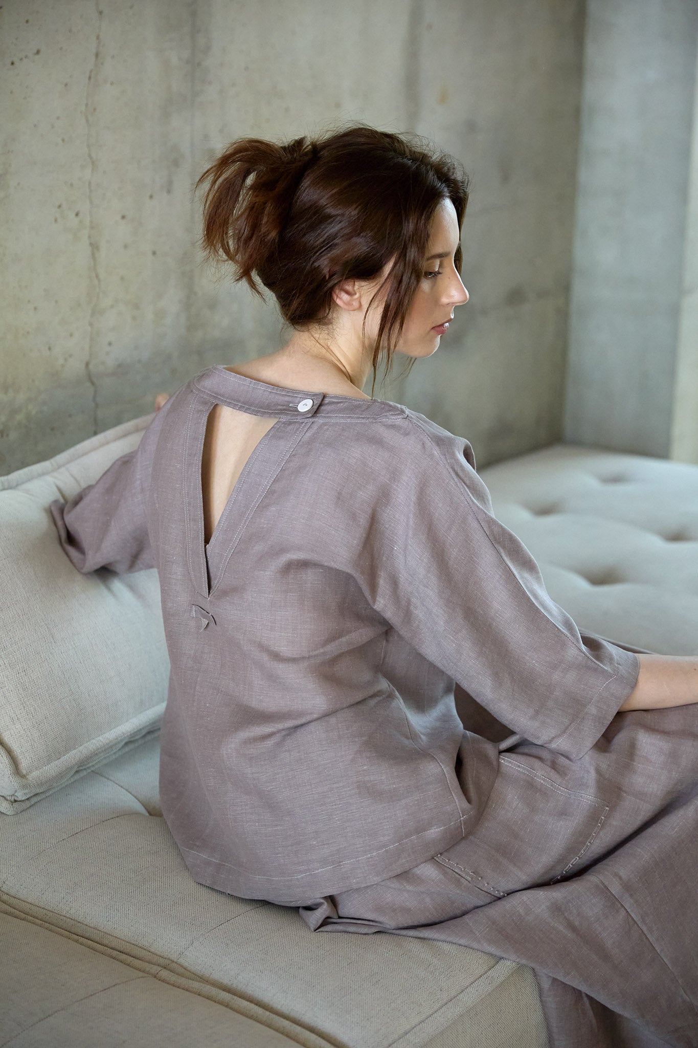 Christiane Strobel MARGEAUX Shirt Bluse Tencel-Leinen weit