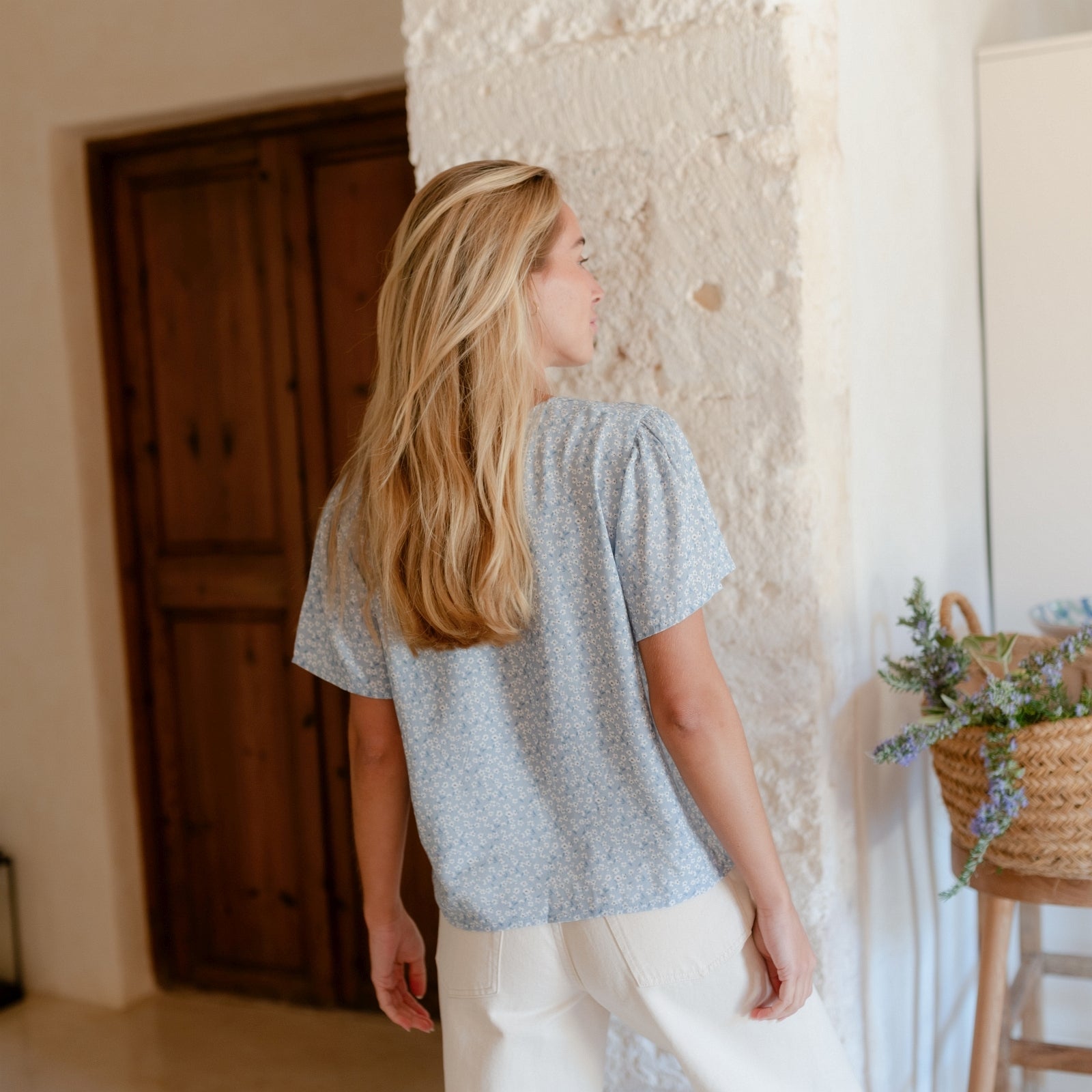 Nordlicht Saga Kurzarm Bluse Blumenmuster Ecovero
