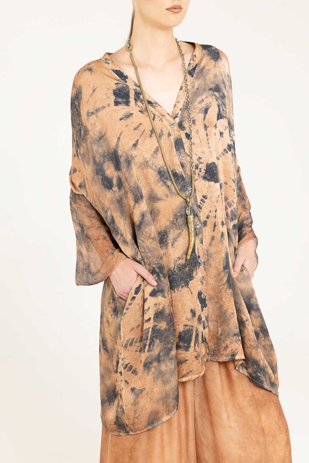 Sanctamuerte Maglieria Cardigan Over Strickjacke Tie-Dye