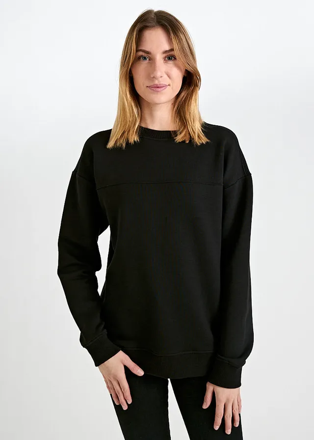 Wijld Marie Sweater Damen Schwarz Stehkragen Holz