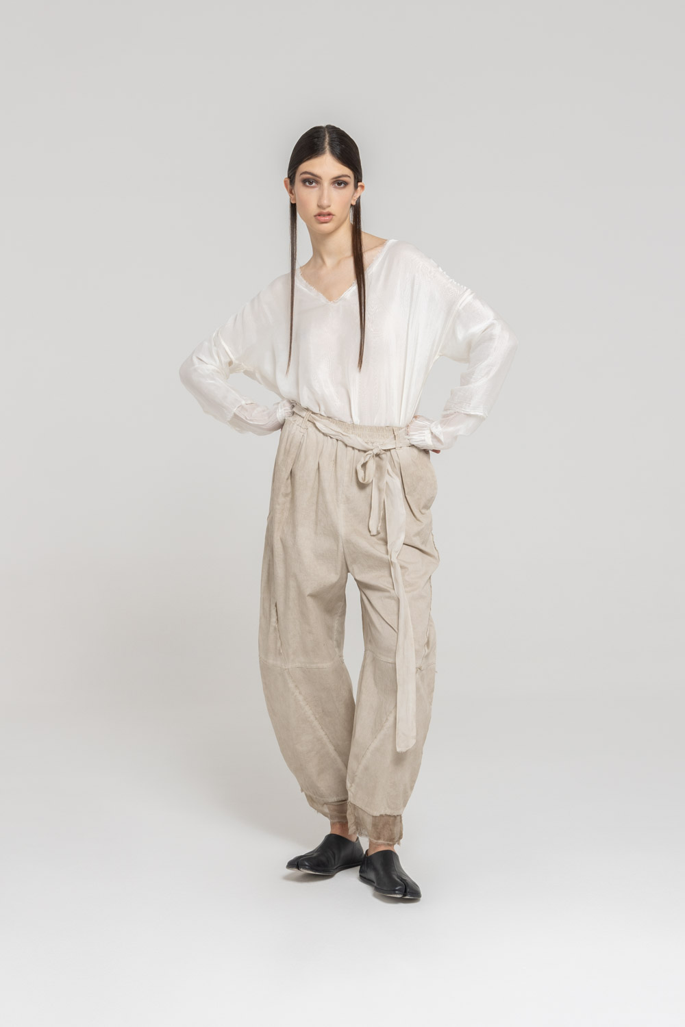 Sanctamuerte Pantaloni Semi Banana Hose Popeline Baumwolle