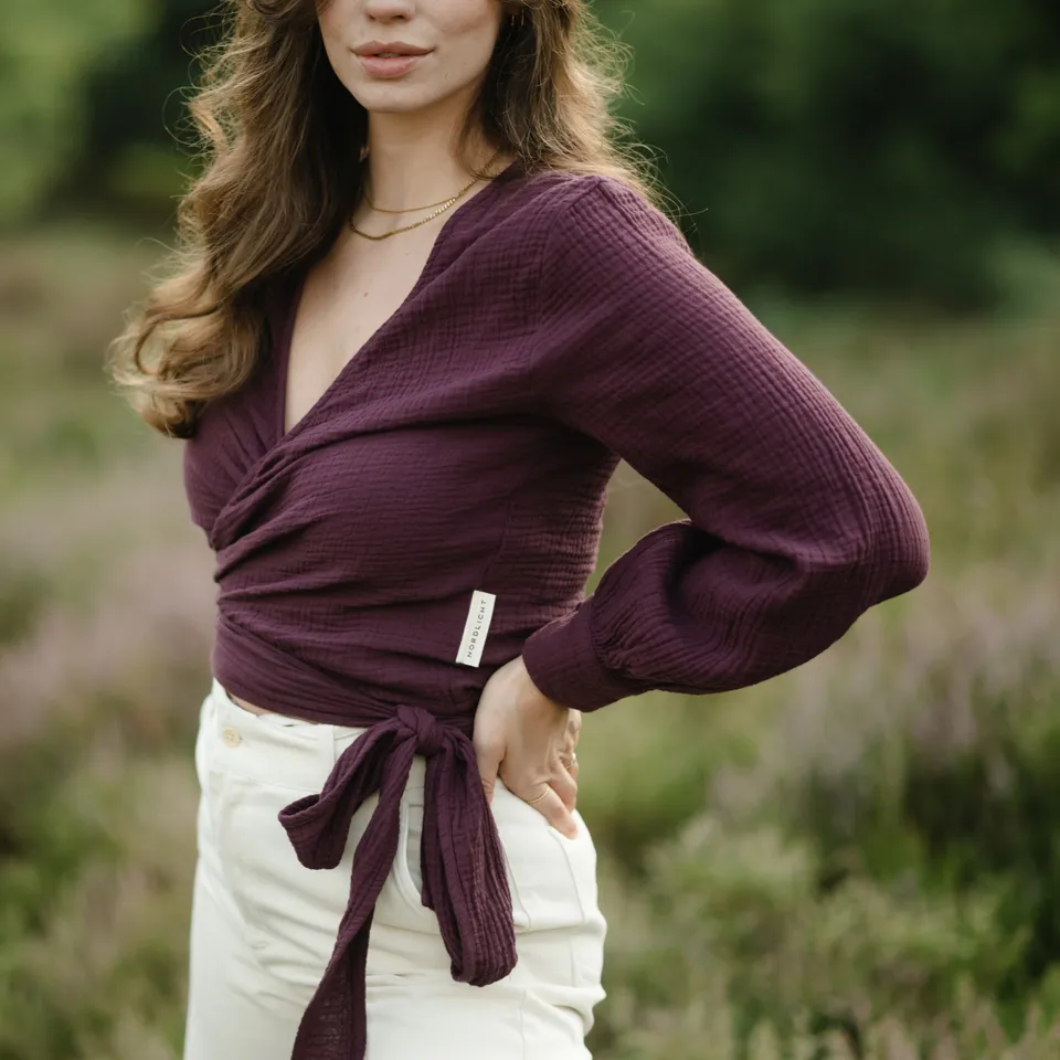 Nordlicht Freda Musselin Wickelbluse Cherry