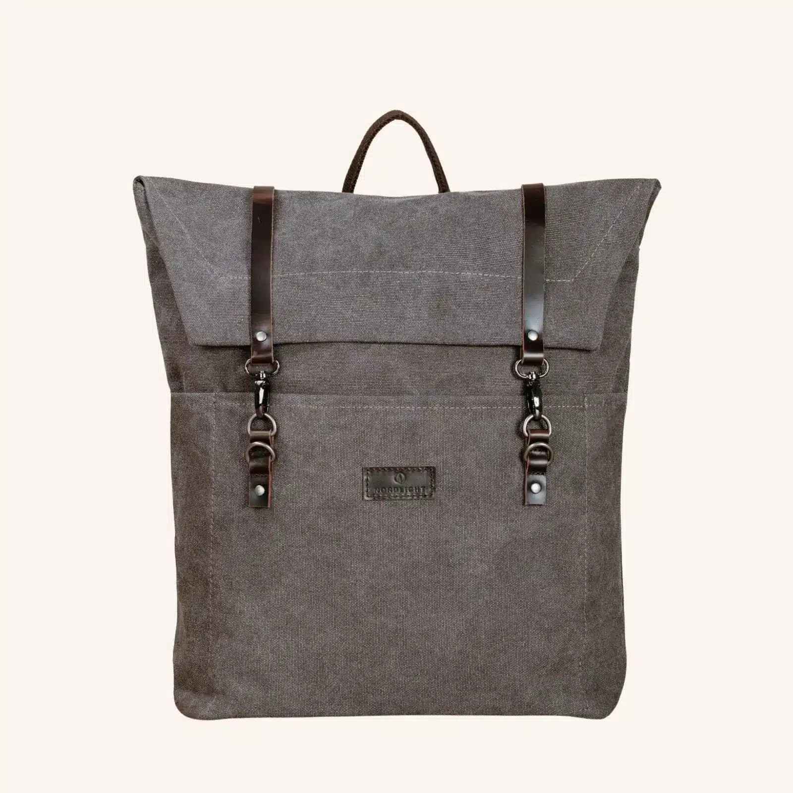 NORDLICHT Accessoires Rucksack Jonte grau Echtleder Segeltuch