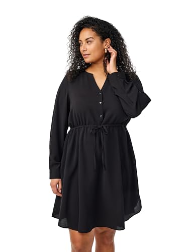Zizzi Kleid Langarm V-Ausschnitt Bindegürtel 42-60