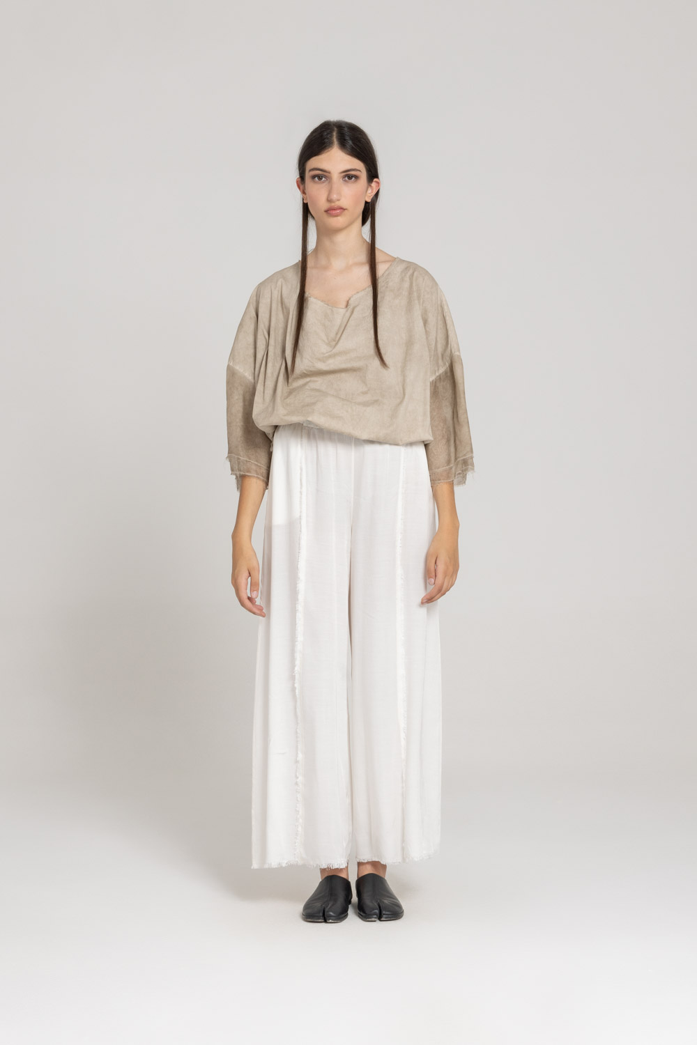 Sanctamuerte Pantaloni Palazzo Hose Viskose Satin Weit