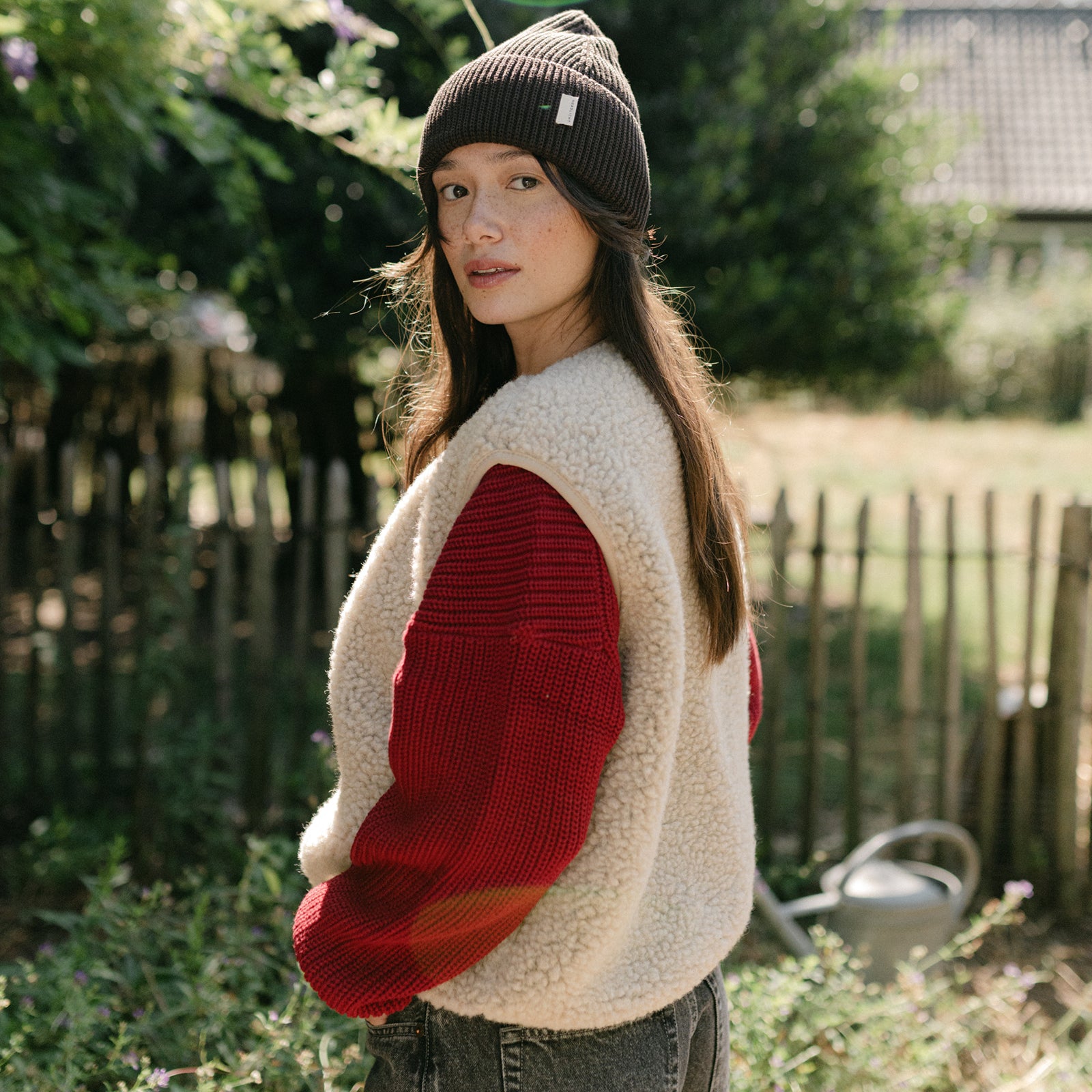 NORDLICHT Mara Grobstrick Pullover Rot Bio-Baumwolle