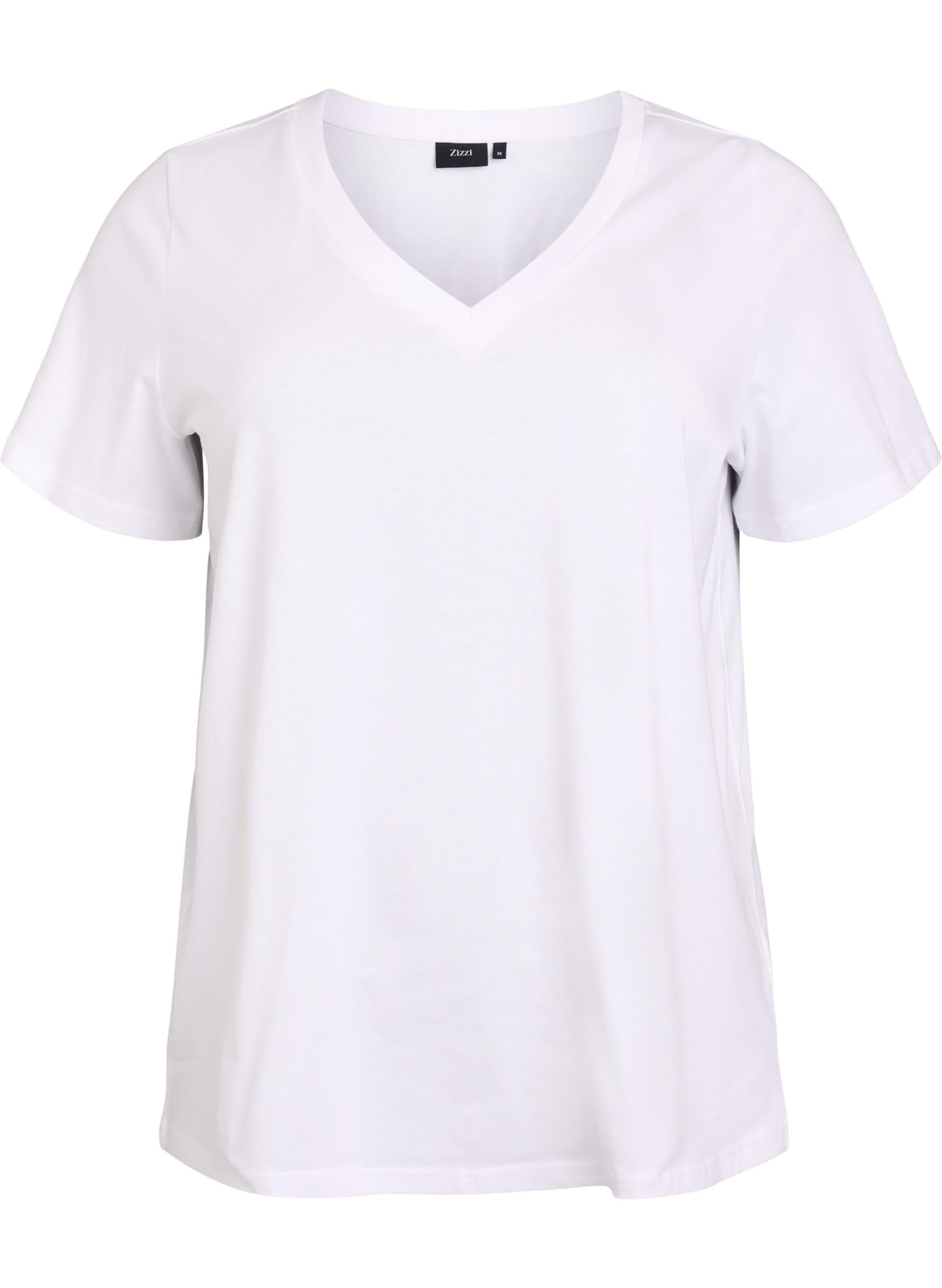 Zizzi T-Shirt Baumwolle V-Ausschnitt Shirt Schwarz 42-44