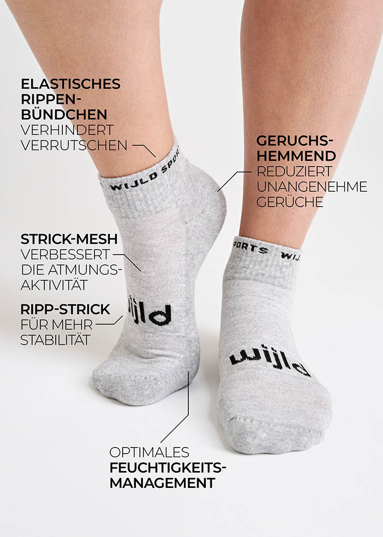 Wijld Woodsocks Halbhohe Sportsocken Gray Melange 39-42