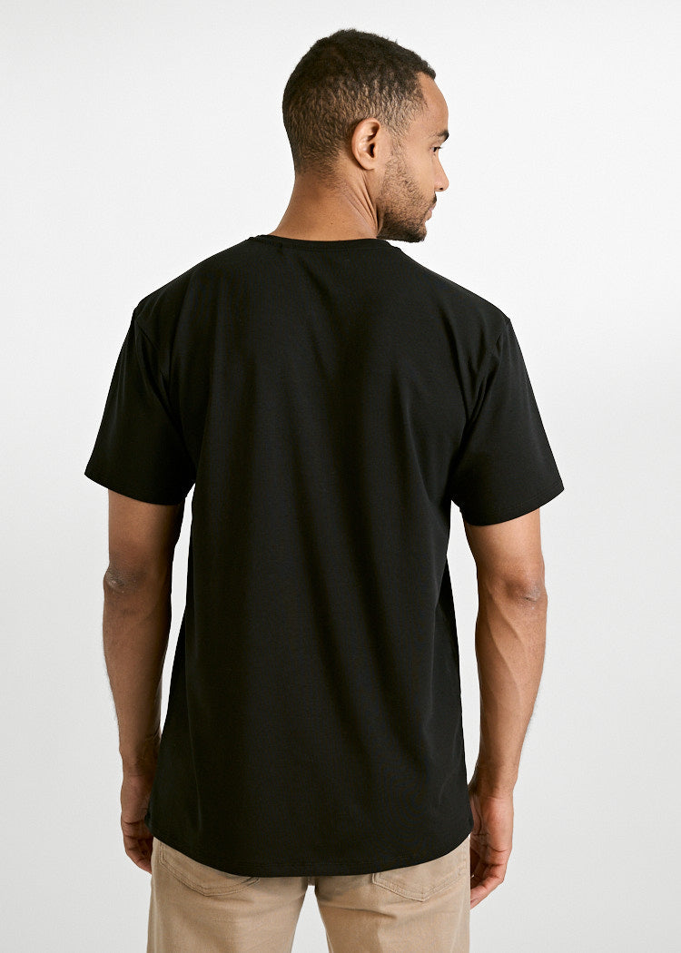 Wijld Timo Black T-Shirt Herren Rundhals Holz