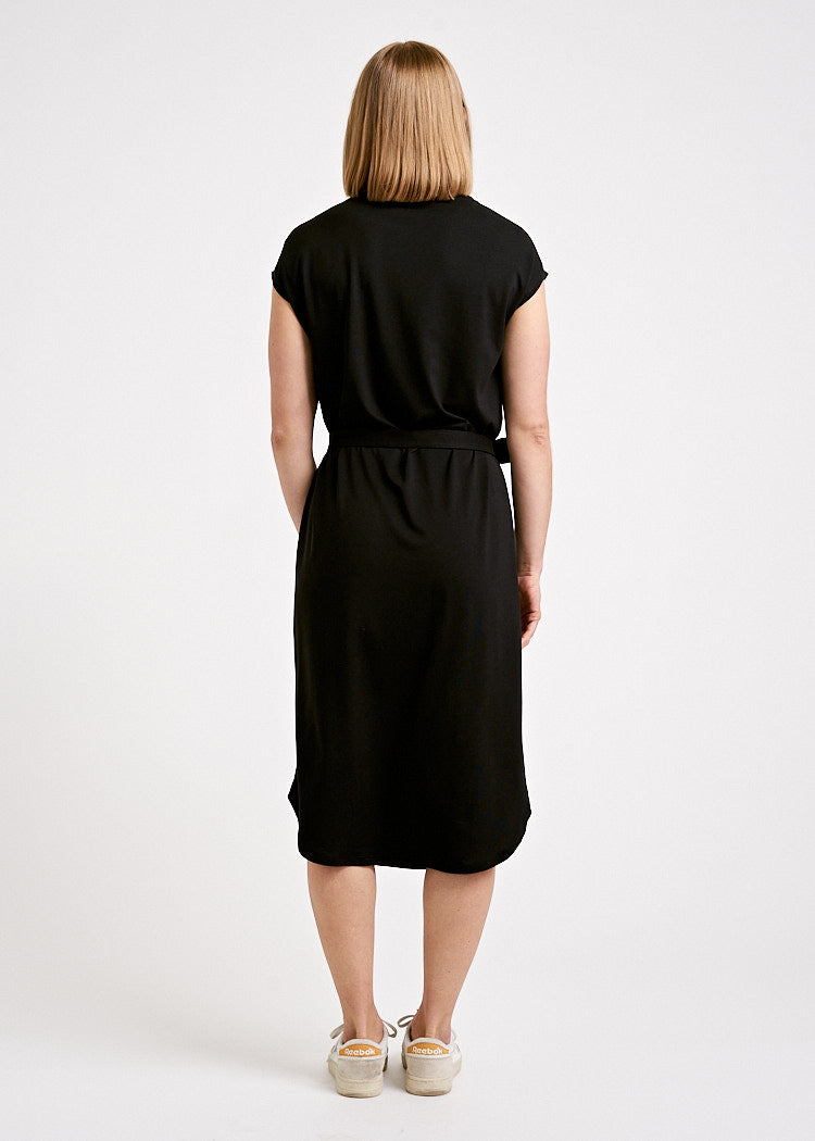 Wijld Kimono Midi-Kleid Black Damenkleid schwarz Lyocell Bio