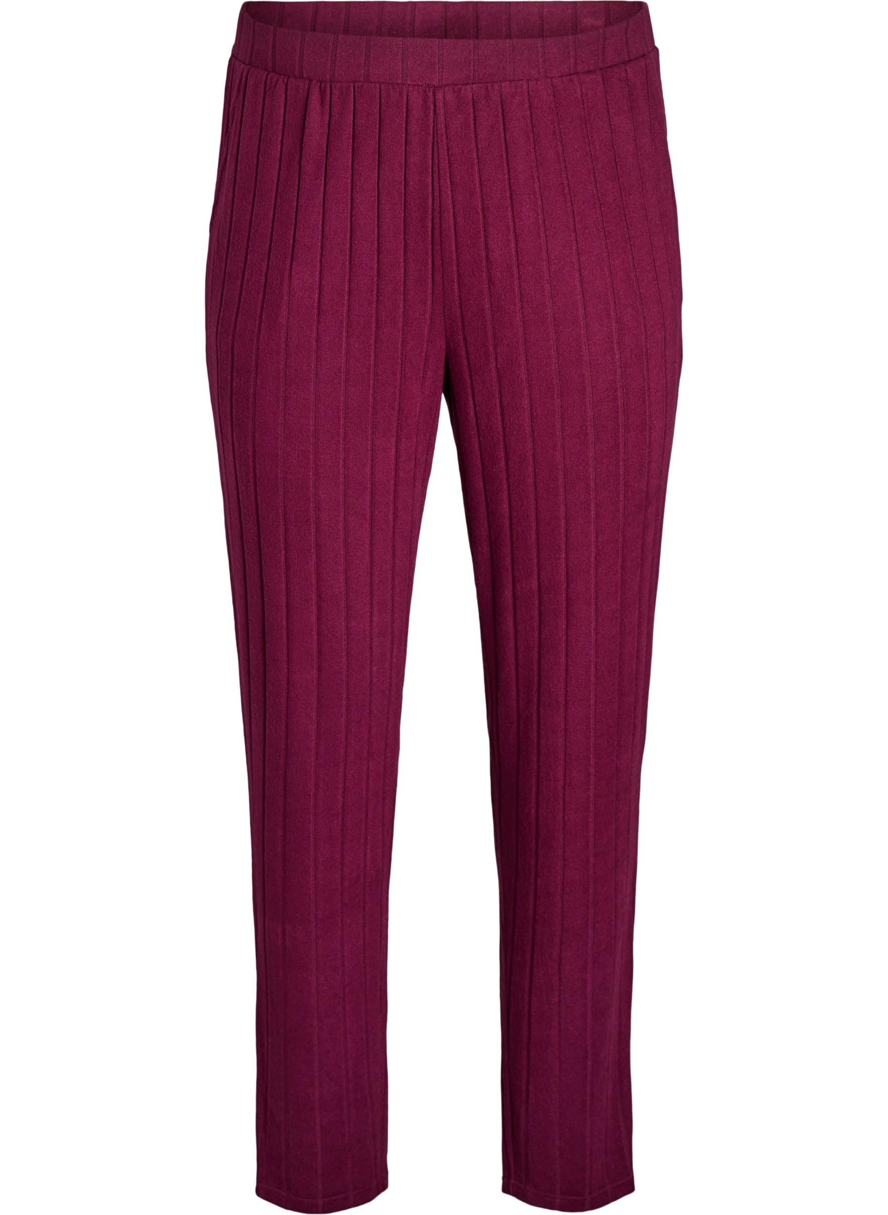 Zizzi Hose Viskose Streifen elastischer Bund Stoffhose