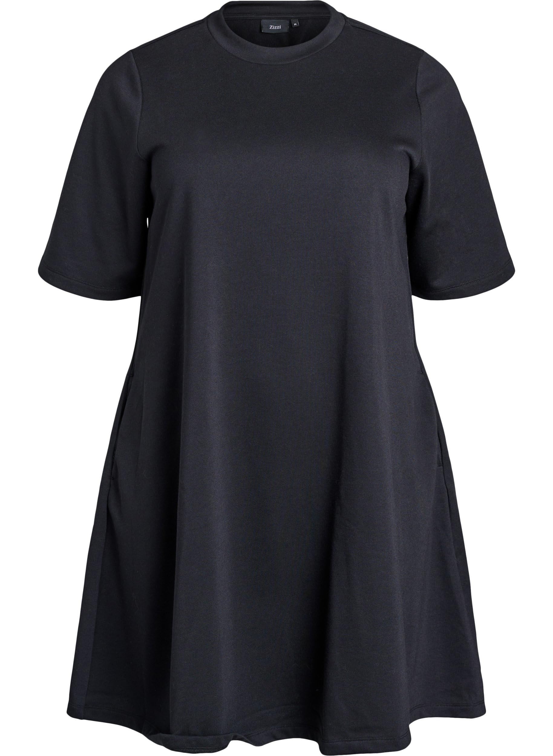 Zizzi Kleid Kurzarm Jersey Rundhals A-Linie Große Größen