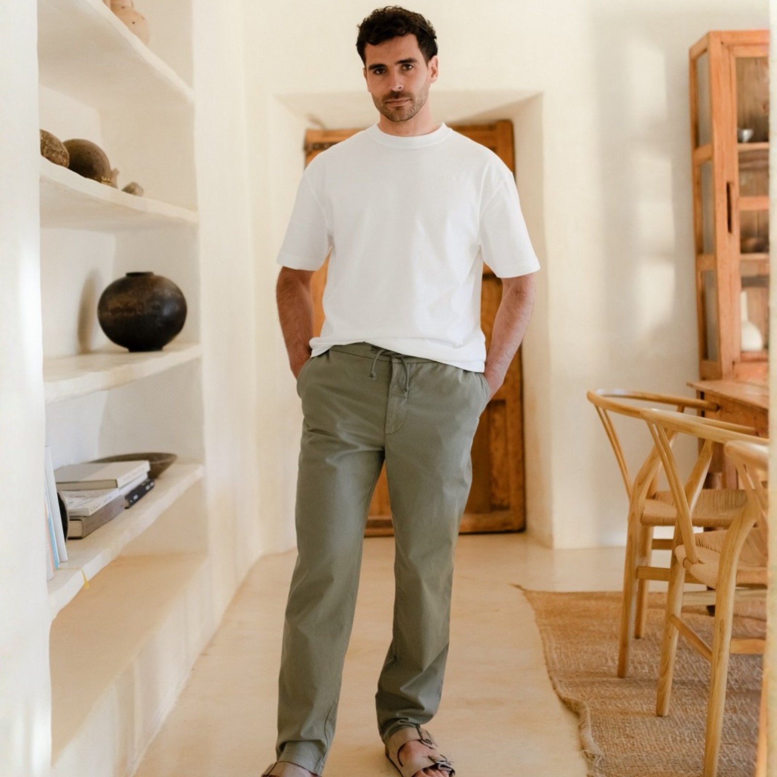 NORDLICHT Evin Chino Hose Herren Grün Bio-Baumwolle