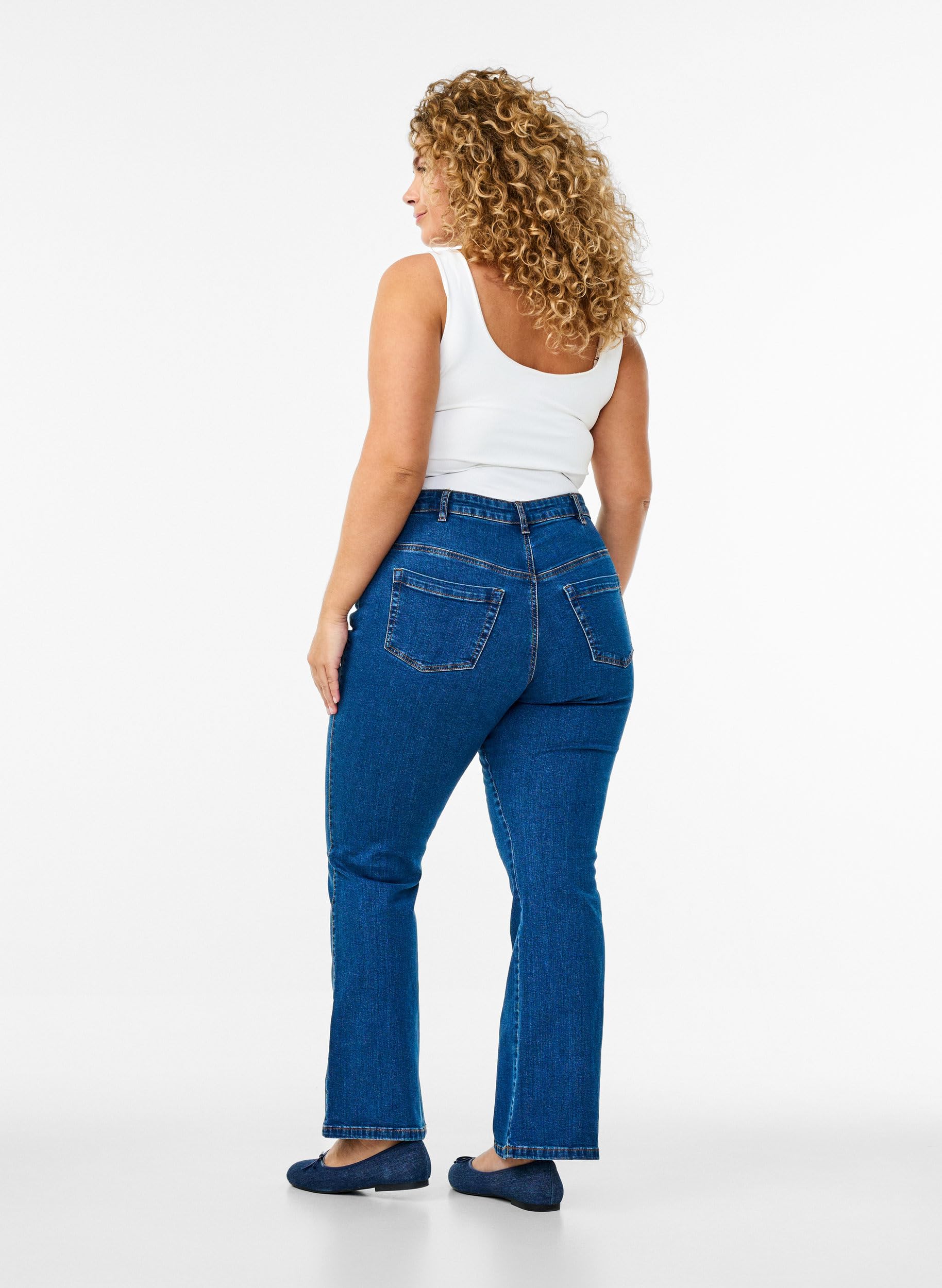 Zizzi Ellen High Waist Bootcut Jeans Dark Blue 42W/32L