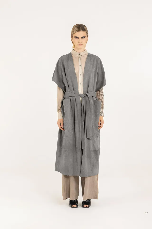 Sanctamuerte Capispalla Spolverino Lungo Mantel oversize Wildleder