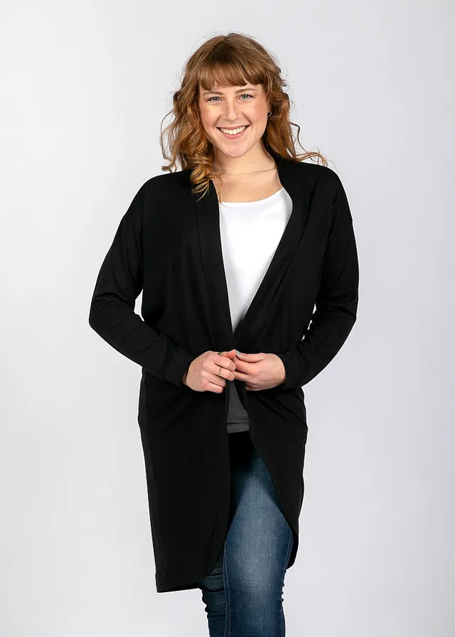 Wijld Maxi Cardigan Black Damen Strickjacke Schwarz Lyocell