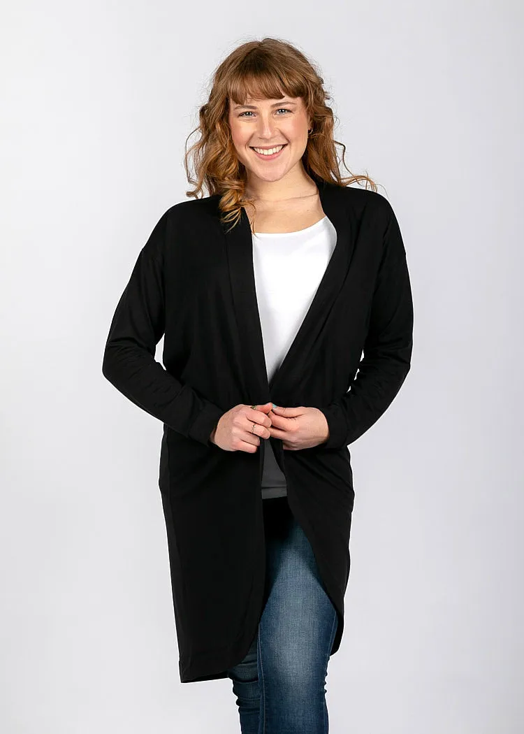 Wijld Maxi Cardigan Black Damen Strickjacke Schwarz Lyocell