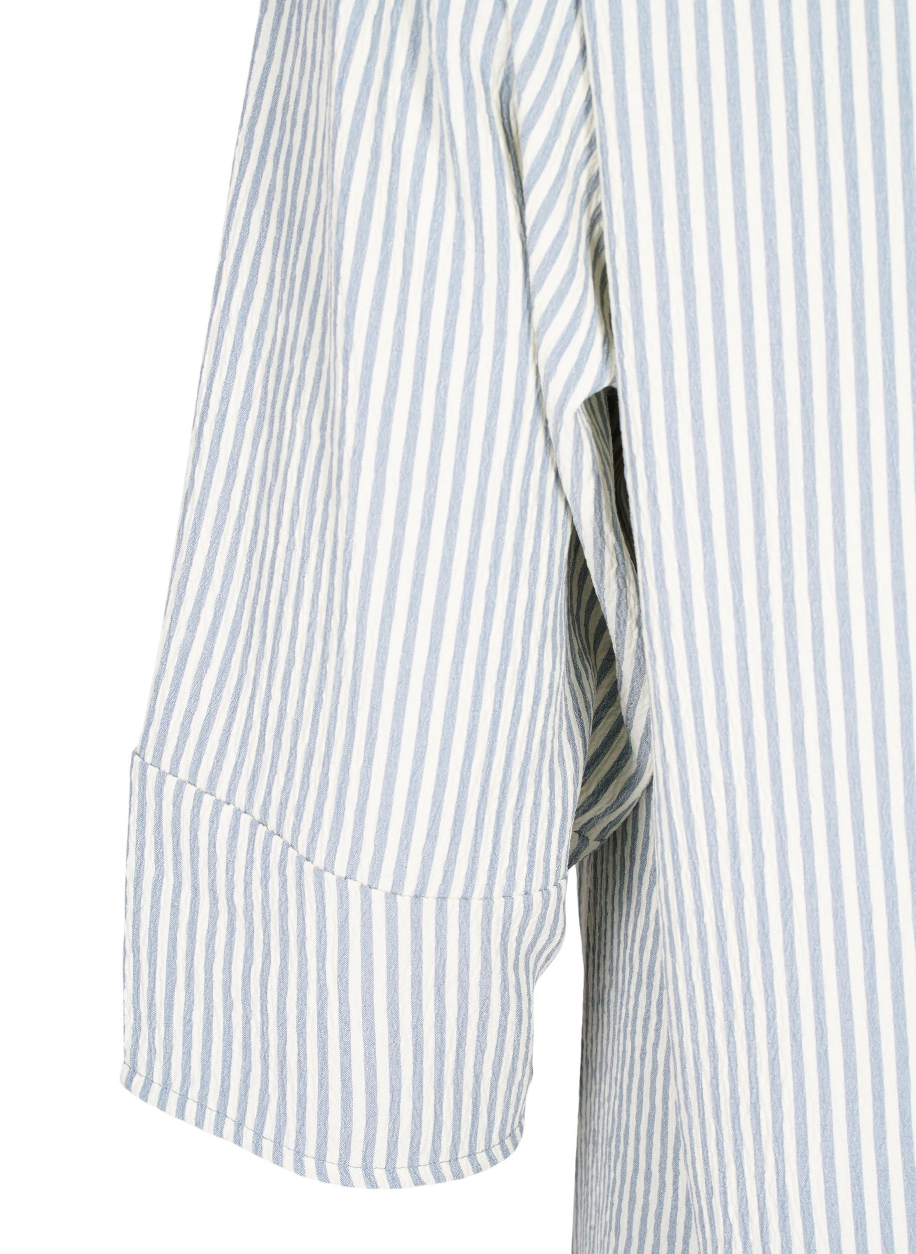 Zizzi Kleid 3/4-Ärmel Streifen große Größen V-Ausschnitt