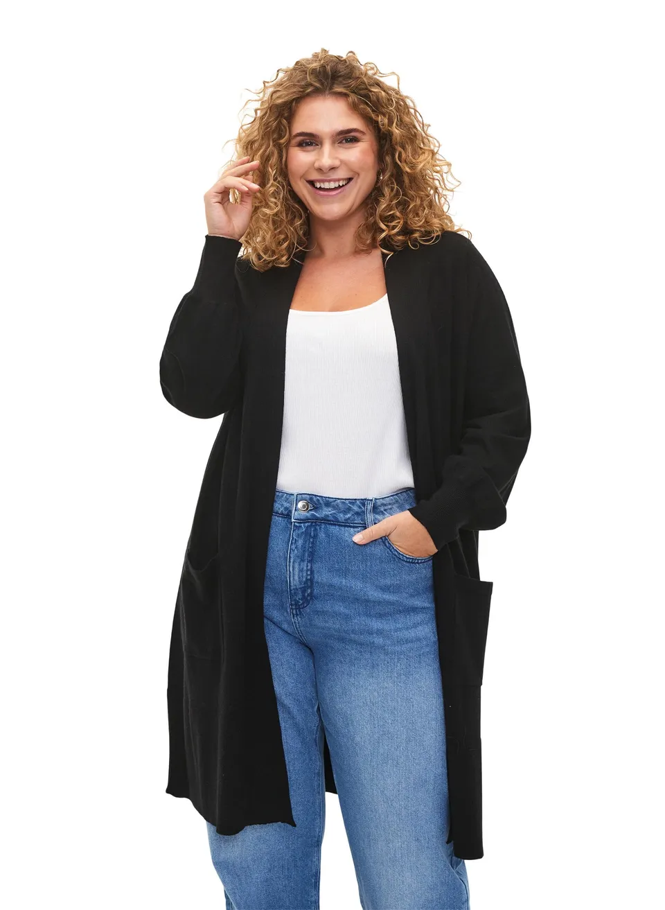 Zizzi Cardigans Strickjacke Taschen Viskose Strickjacke