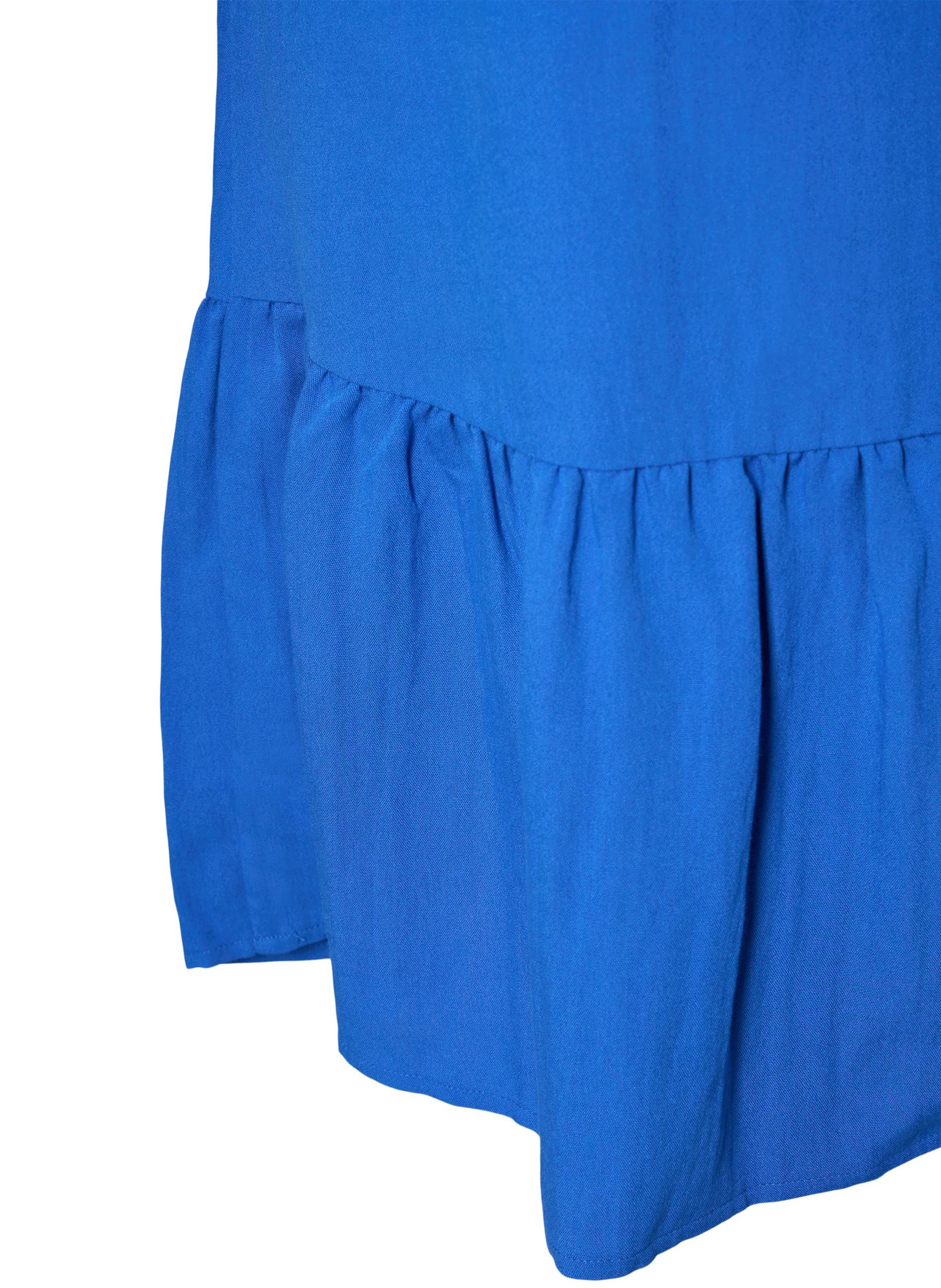 Zizzi Viskose Kleid Damen V-Ausschnitt Rüsche Kurzarm