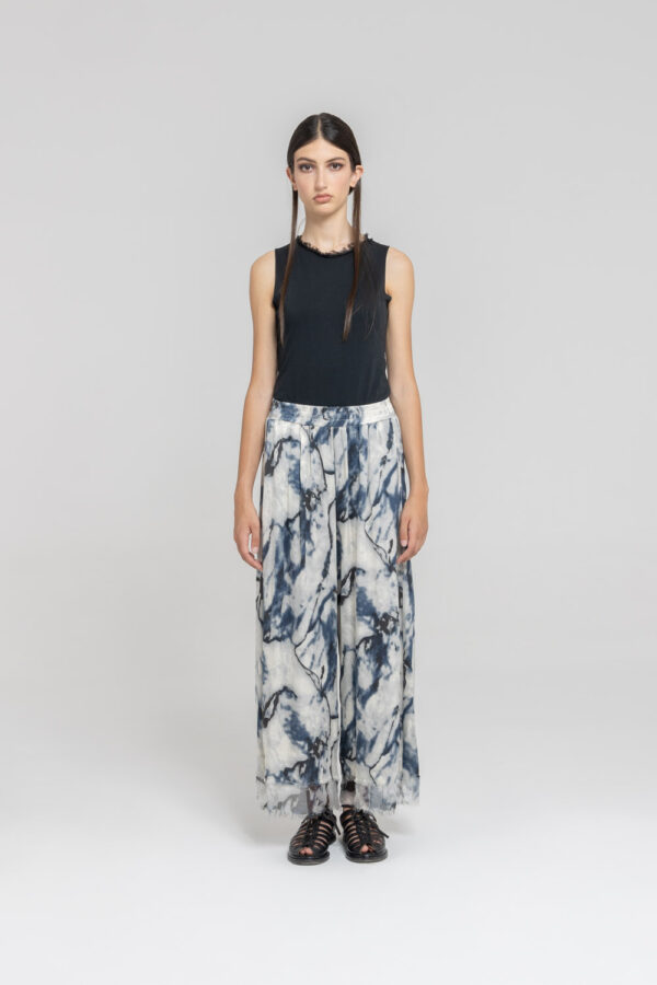 Sanctamuerte Pantaloni Pantalone Palazzo Hose Viskose Seide