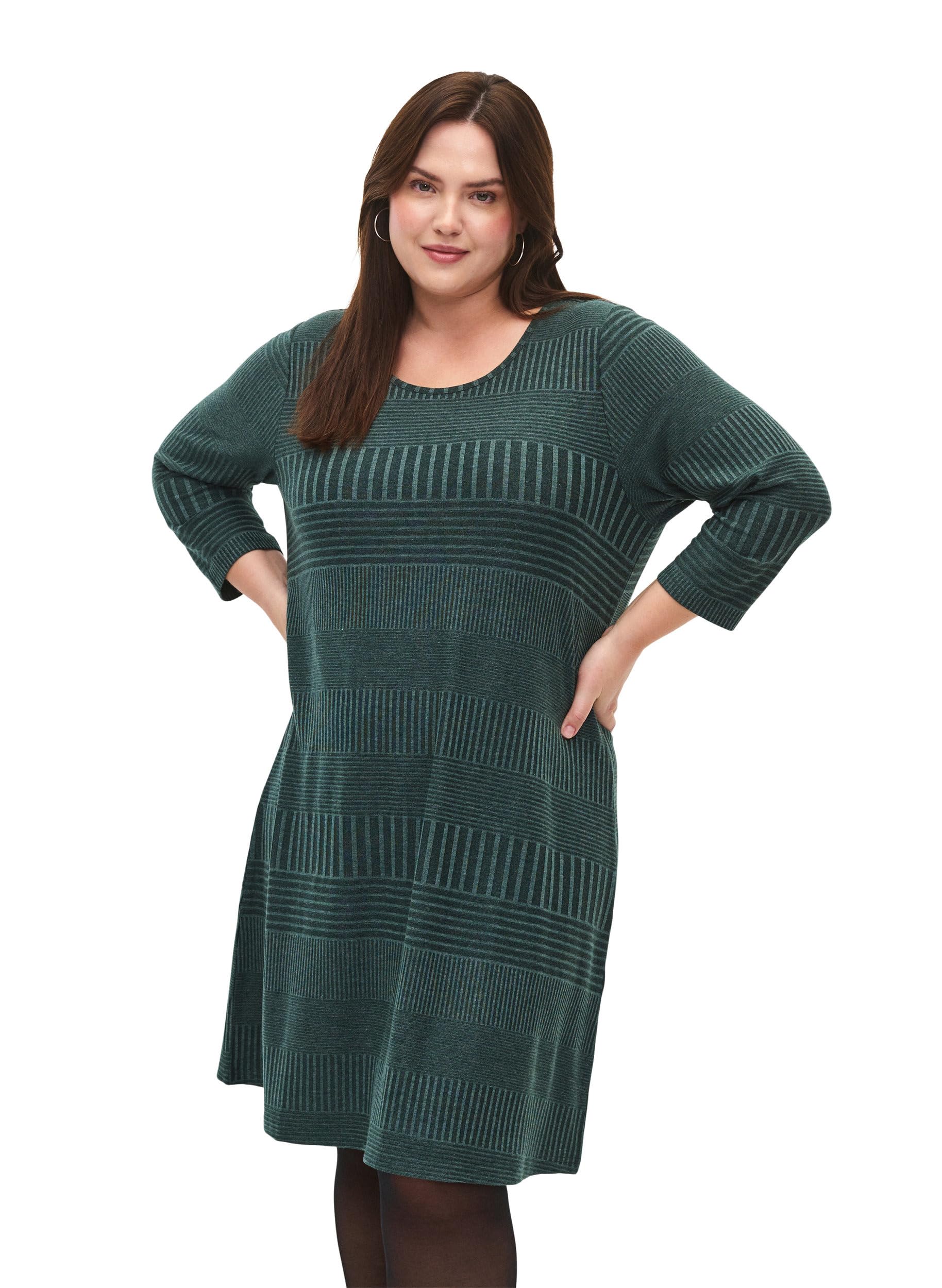 Zizzi Kleid 3/4-Arm Streifen große Größen 42-60