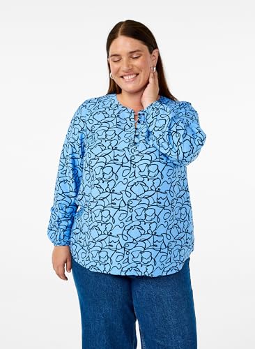 Zizzi Bluse Langarm Druckknöpfe Ecovero-Viskose 42-60