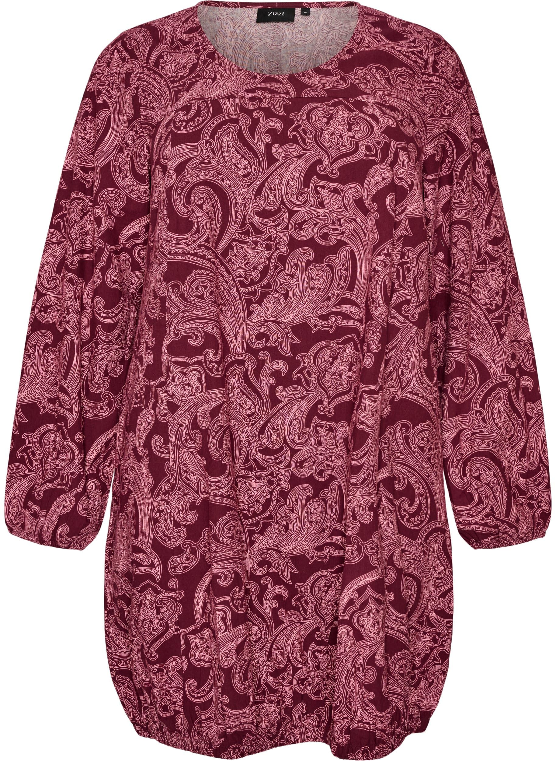 Zizzi Kleid Kurz Baumwolle Rundhals Gummizug Große Größen