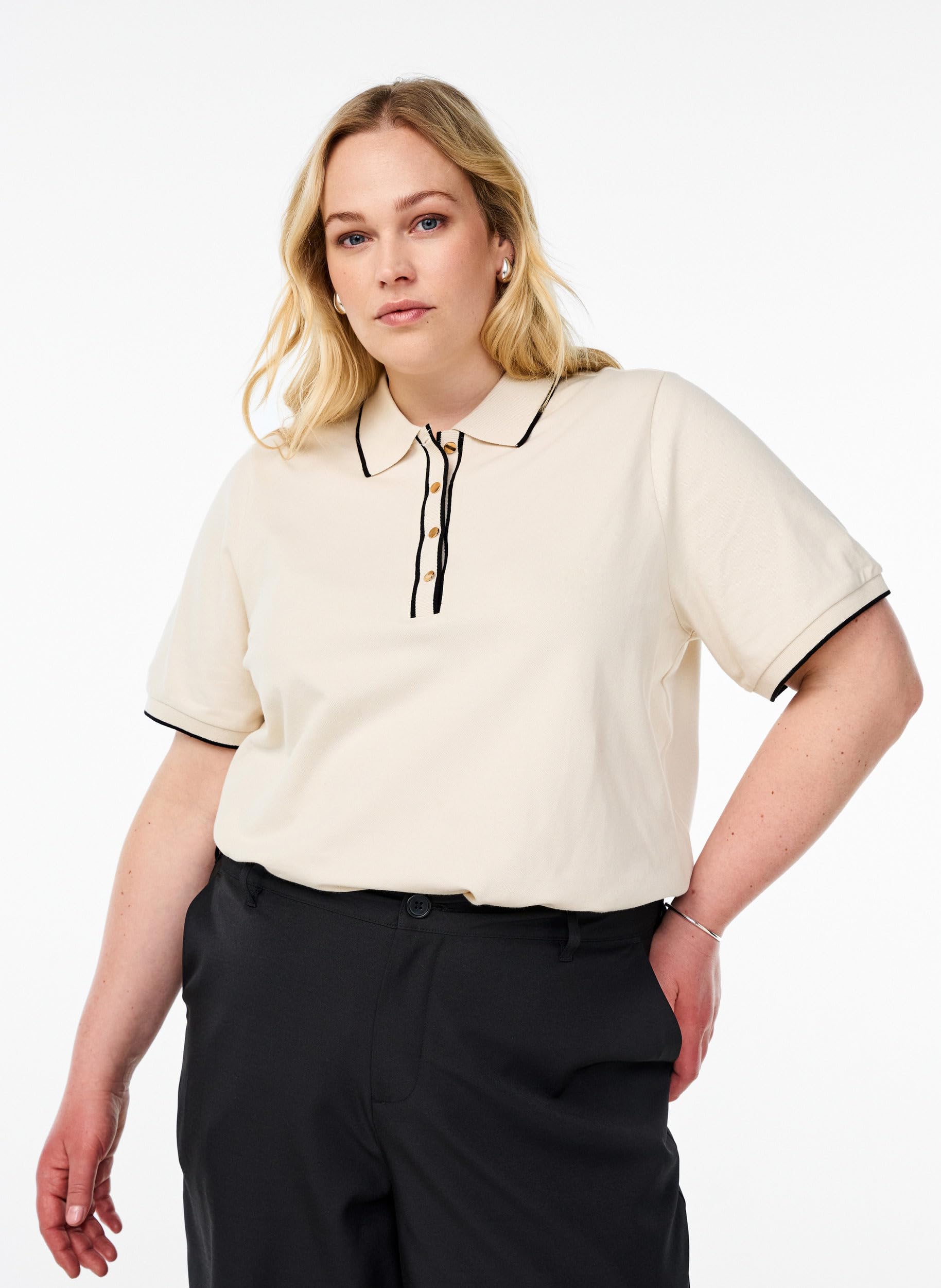 Zizzi Poloshirt Kurzarm Baumwolle Große Größen 42-60