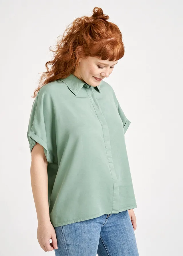 Wijld Twill Bluse Green Bay Damenbluse grün 100% Lyocell