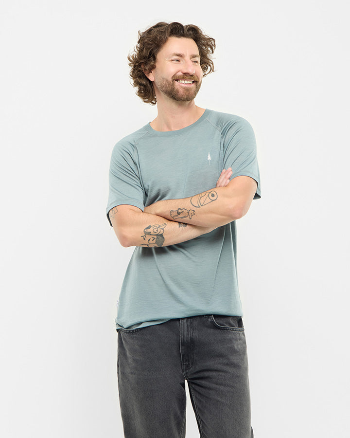 NIKIN TreeShirt Wool T-Shirt Elemental Blue Mel Merinowolle