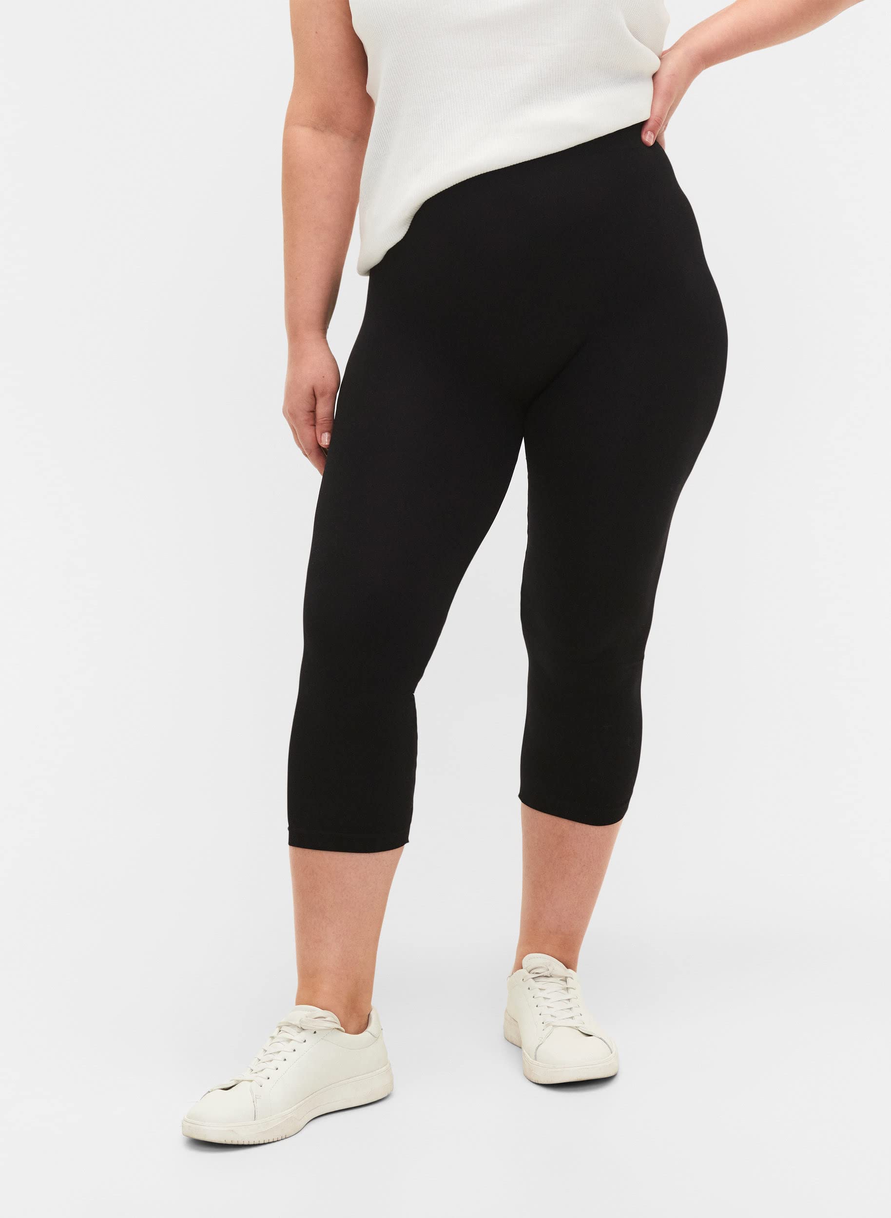 Zizzi Leggings 3/4 Nahtlos Gr 46-48 Black dehnbar