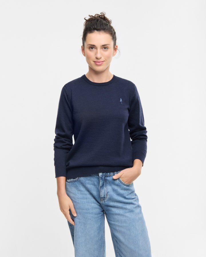 NIKIN TreePullover Merino Wool Damen Pullover Dunkelblau