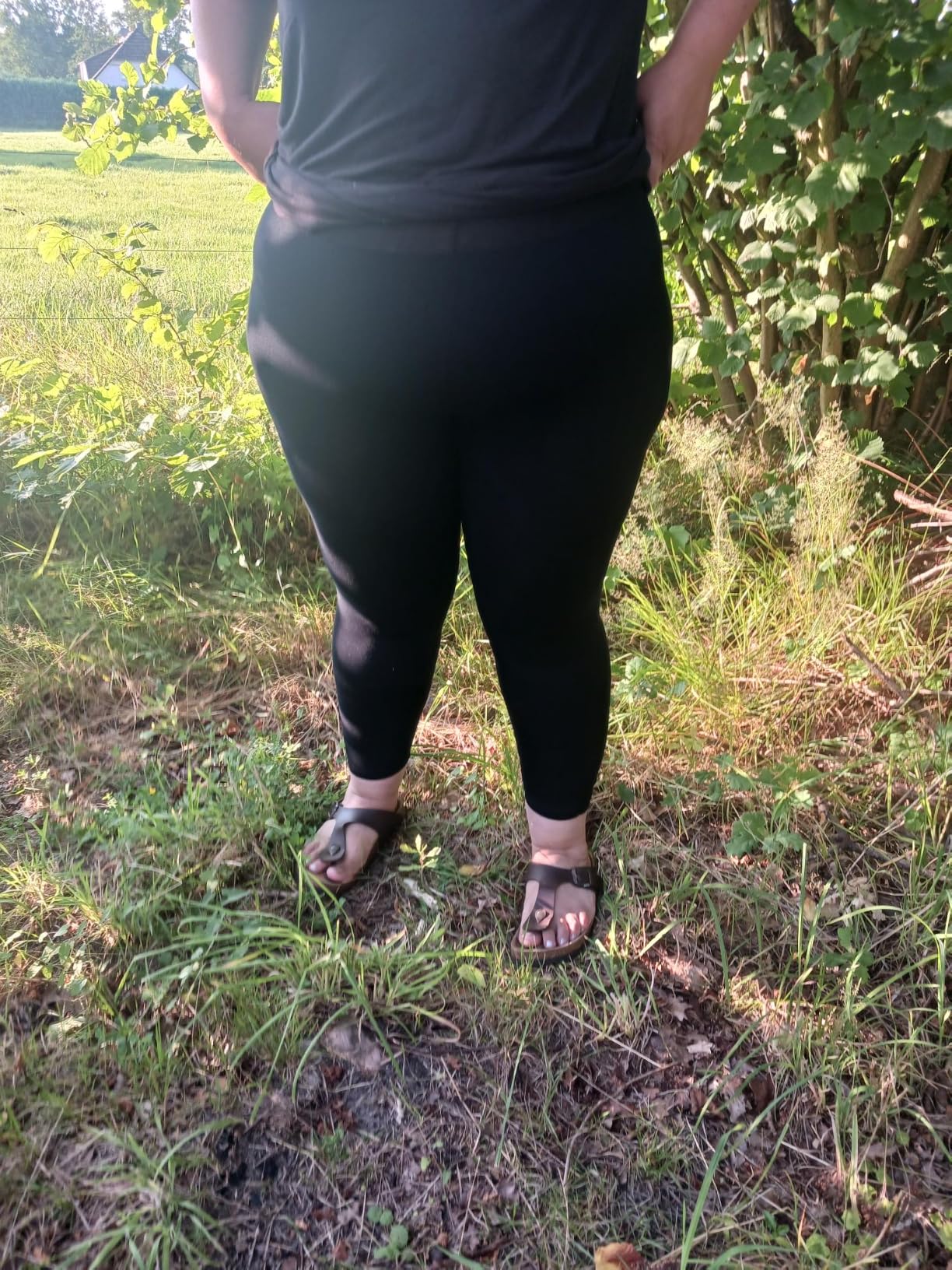 Zizzi 3/4 Leggings Viskose Stretch Rüsche Gr 46-48