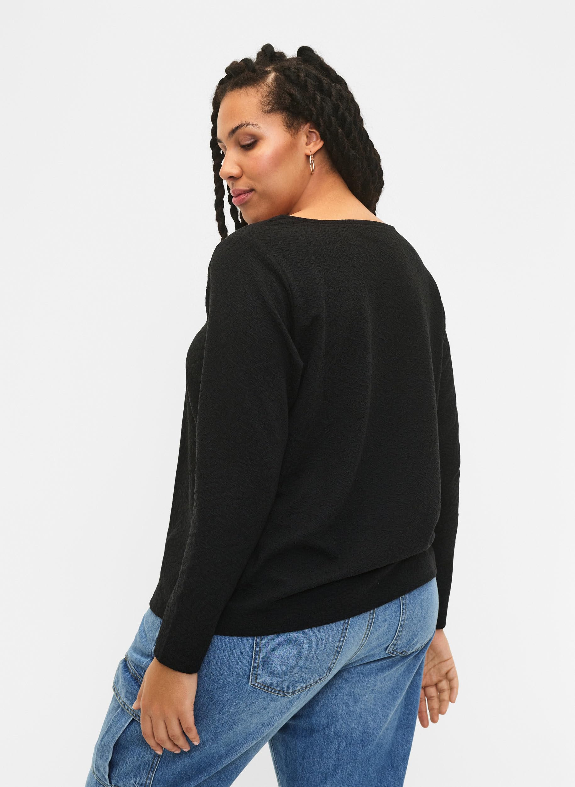 Zizzi Bluse Damen Langarm Struktur Bequem