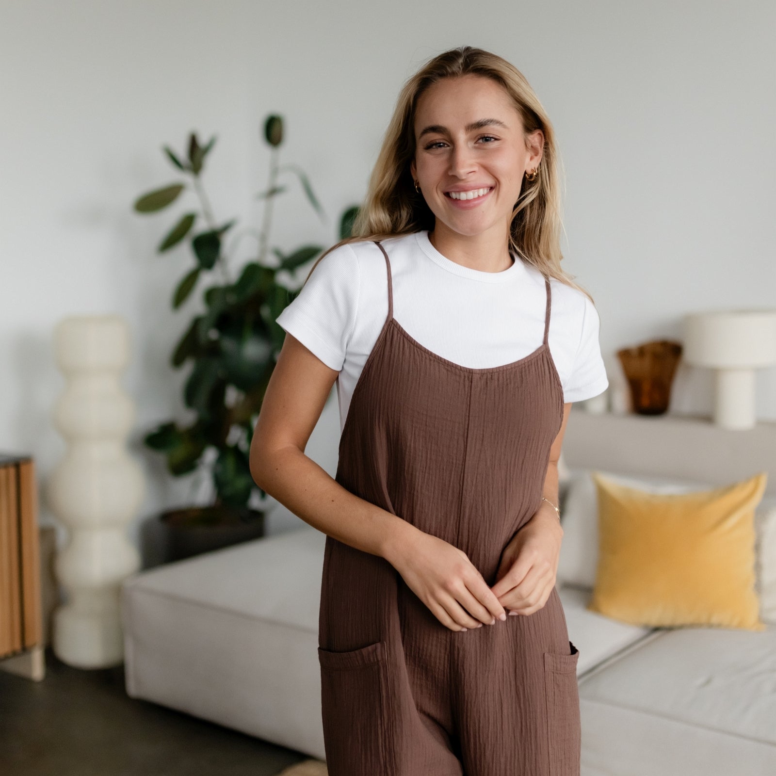 NORDLICHT Jumpsuits Bente Musselin Jumpsuit Braun M