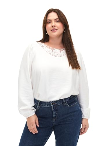 Zizzi Blouses Bluse Viskose Langarm Häkeldetail