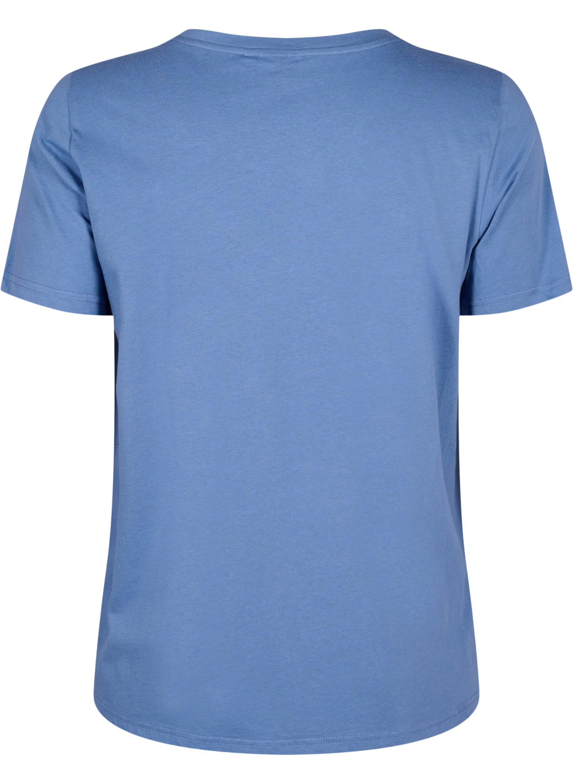 Zizzi T-Shirt Damen Baumwolle Rundhals Aufdruck Gr. 42-60