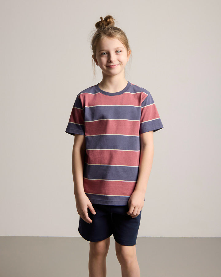 NIKIN TreeShirt Striped Kinder T-Shirt Dark Ink-Blush Bio 122/128