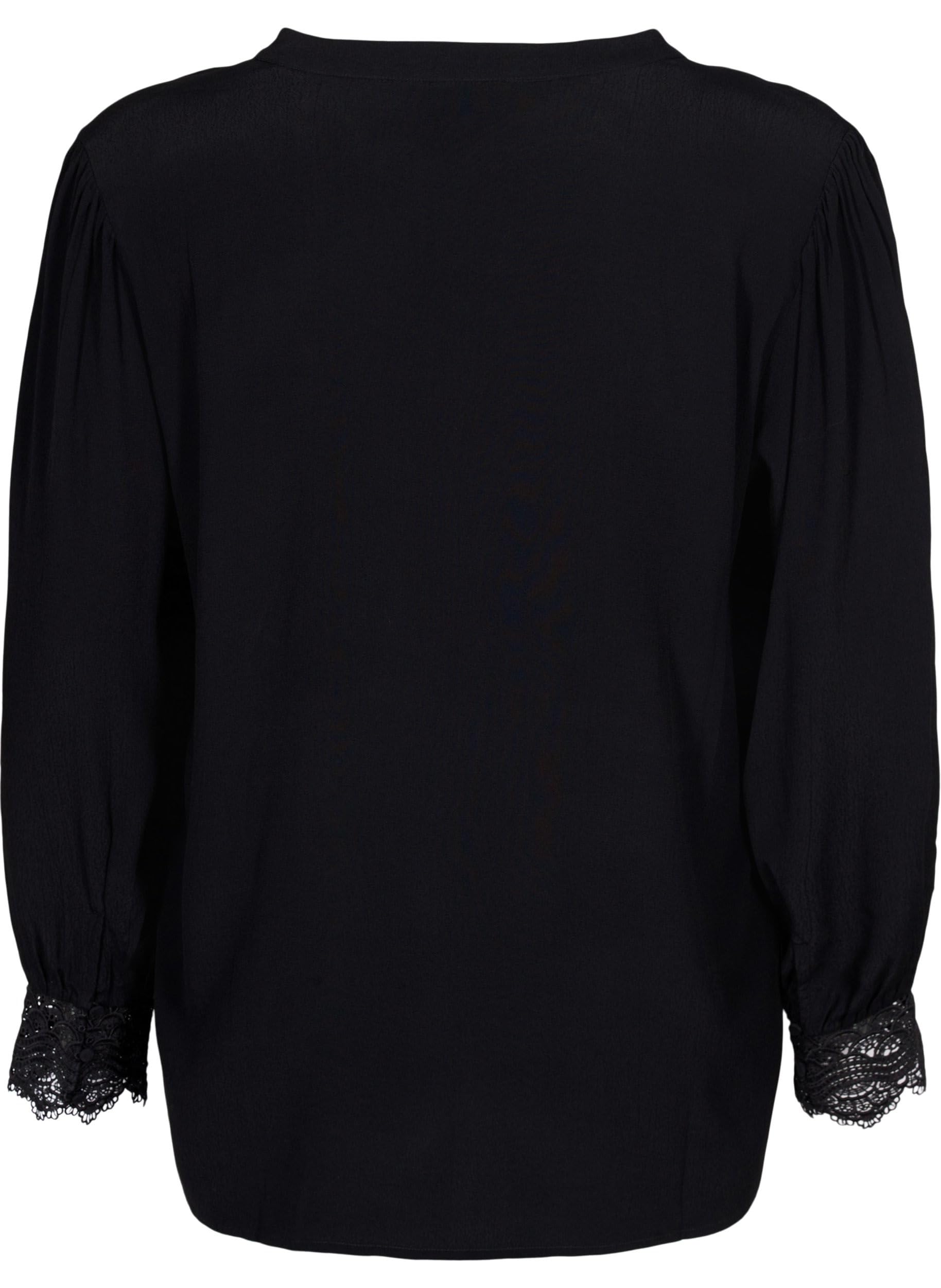 Zizzi Blouses & Shirts Hemd V-Ausschnitt Spitze 7/8-Arm
