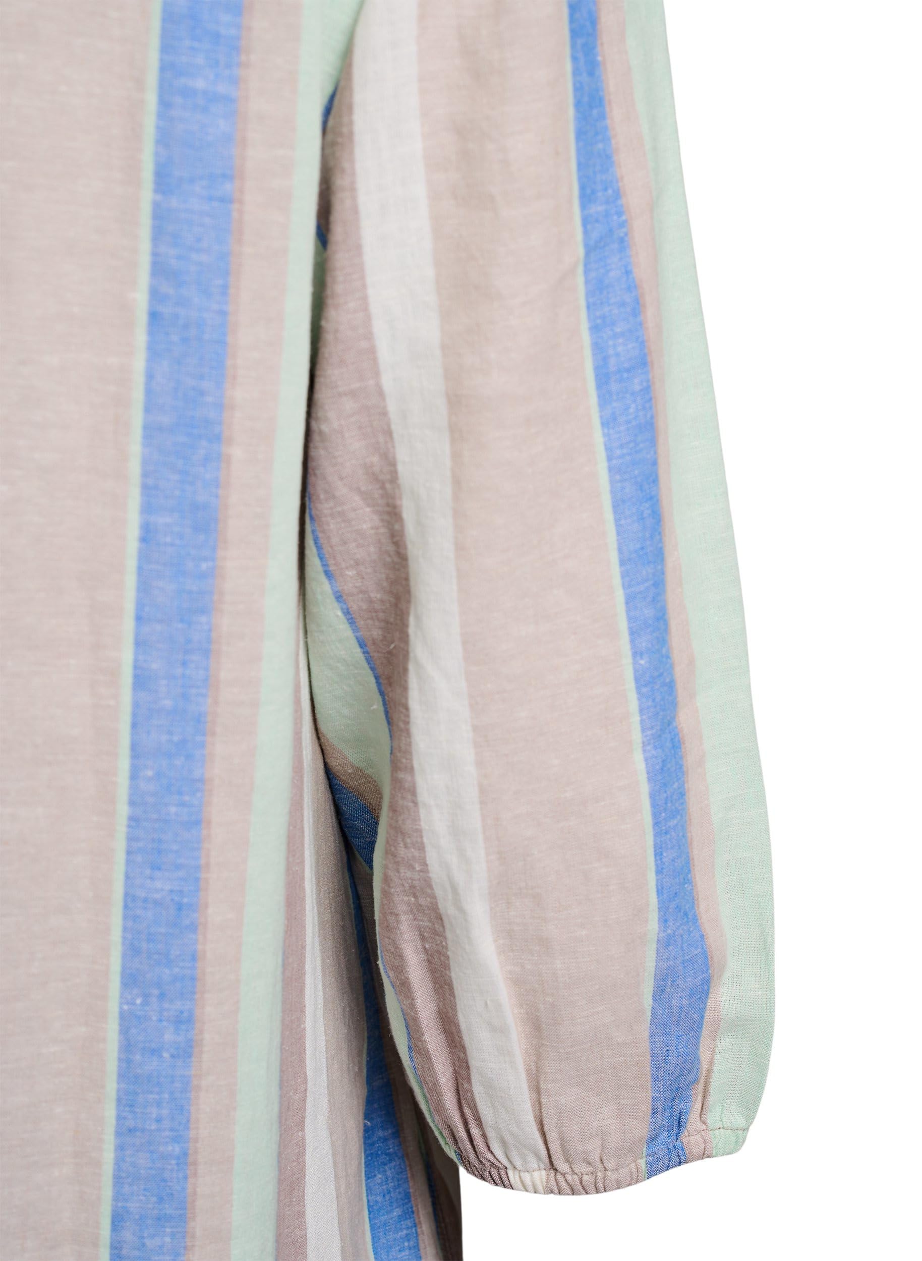 Zizzi Kleid 3/4-Ärmel Streifen Leinen-Viskose 42-60