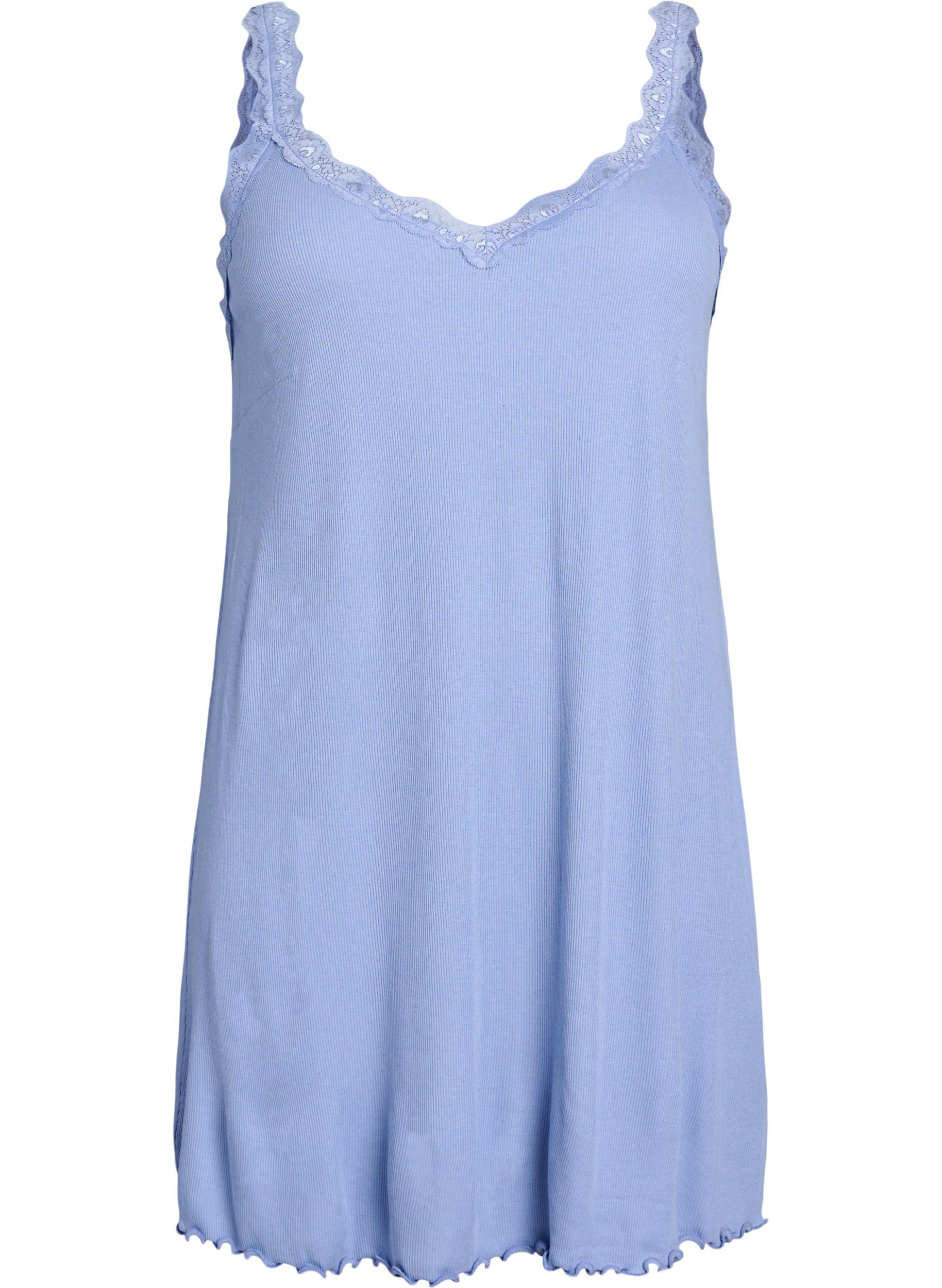 Zizzi Nachthemd Damen Spitze Baumwolle Modal Gr.42-60