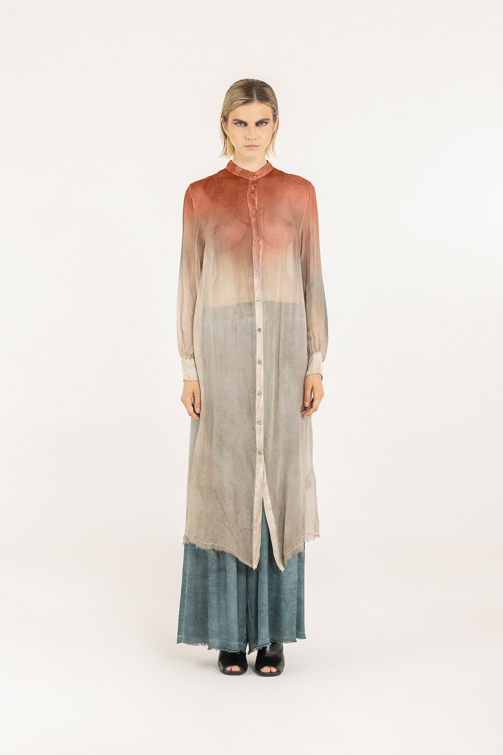 Sanctamuerte Abiti Chemisier Collo Coreano Hemdkleid Viskose