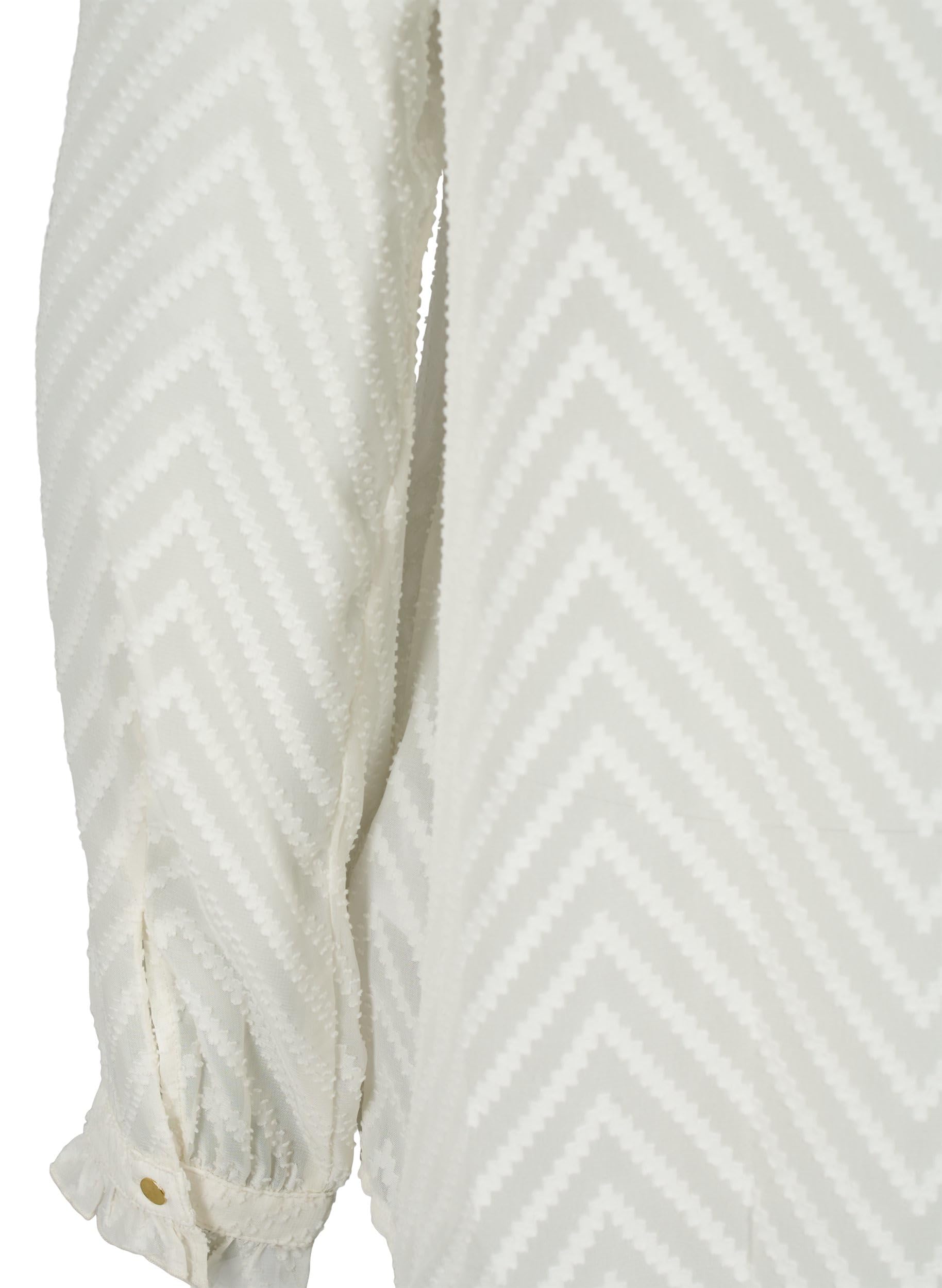 Zizzi Hemdbluse Langarm Rüschen Bluse Große Größen transparent