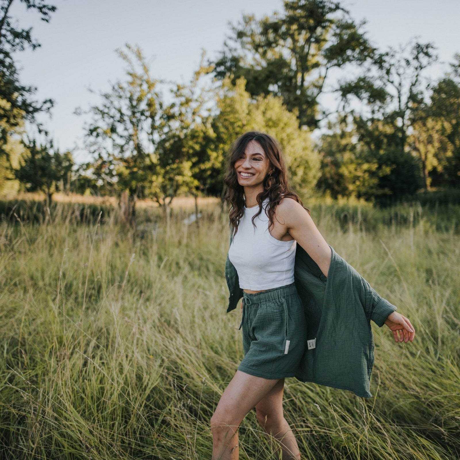 Nordlicht Leja Musselin Shorts Damen Grün locker