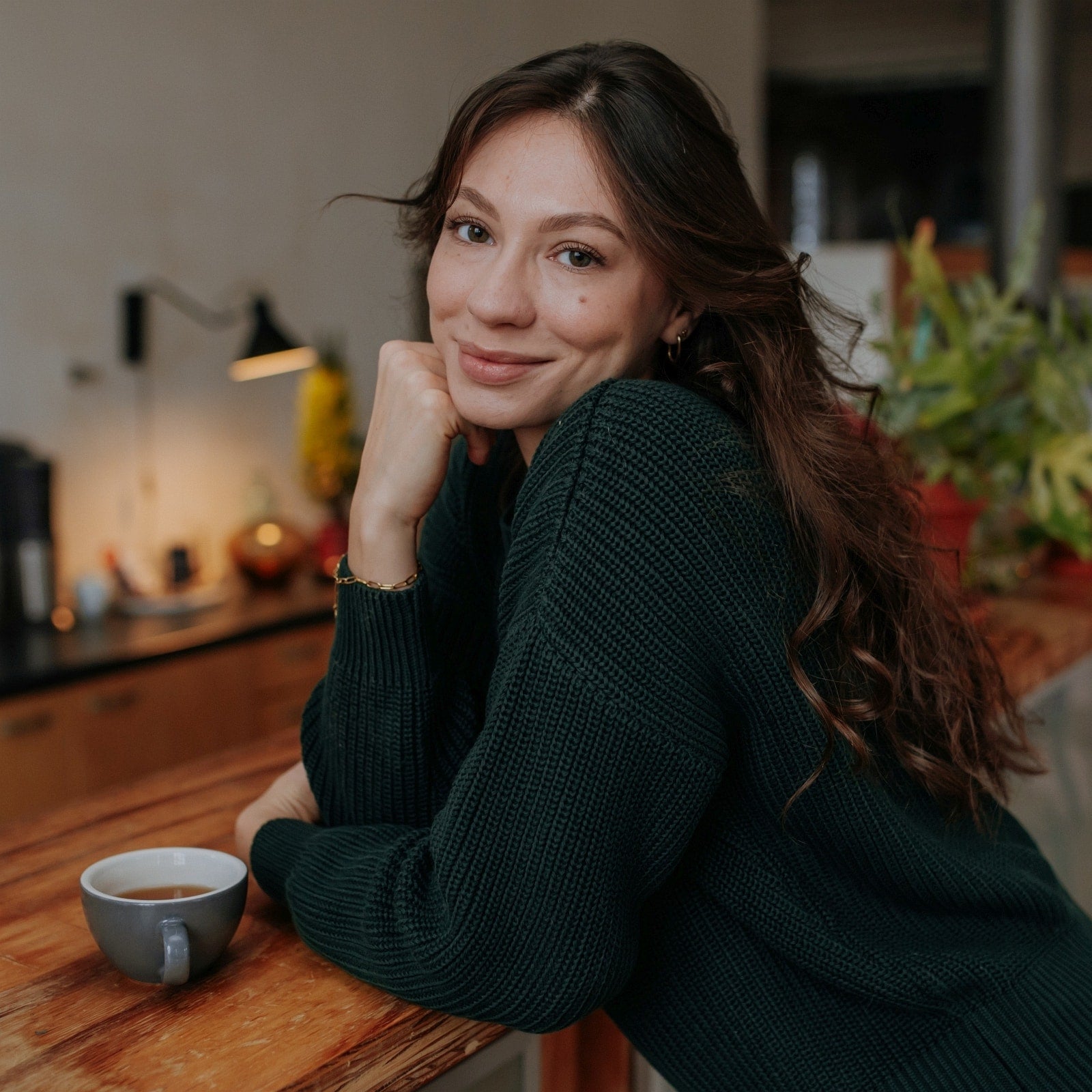 NORDLICHT Mara Grobstrick Pullover Waldgrün Oversize