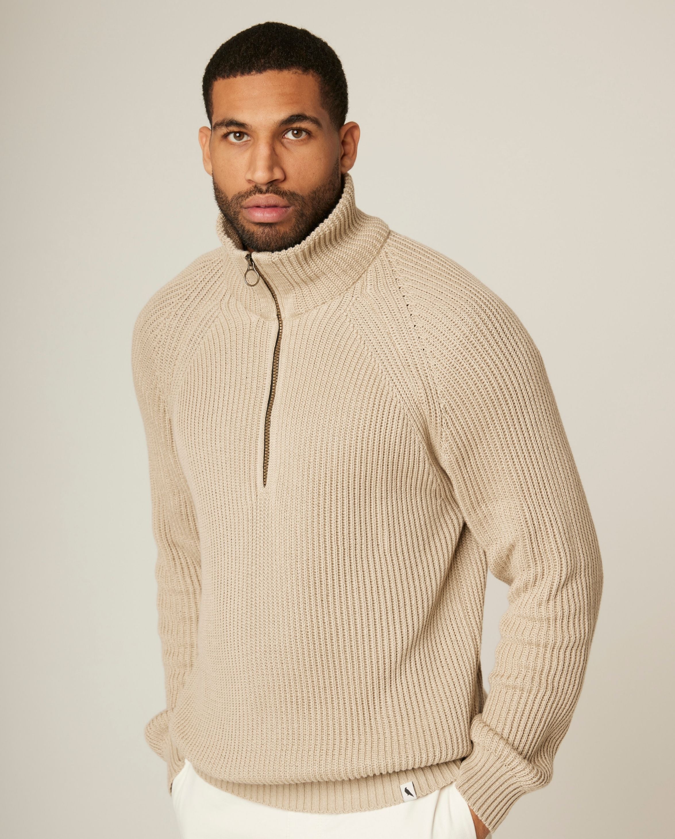 Peregrine Felix Quarter Zip Pullover Navy M Baumwolle