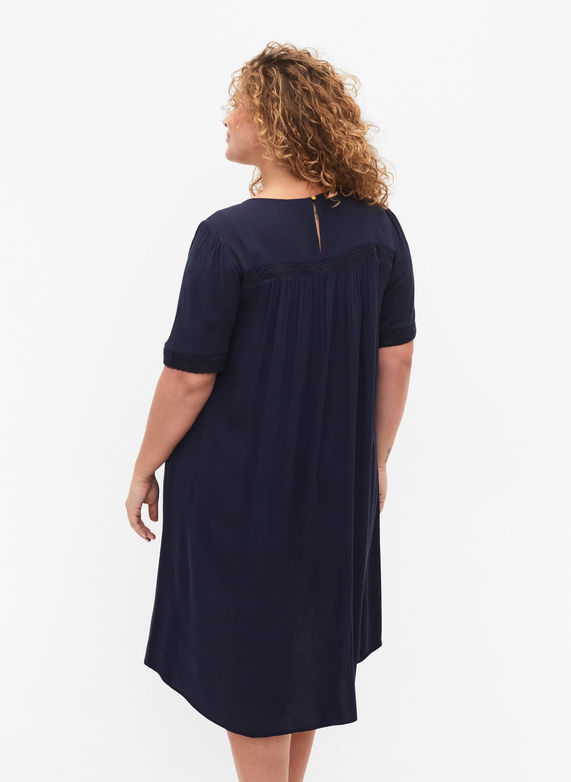 Zizzi Dresses Kleid Viskose Kurzarm mit Spitze