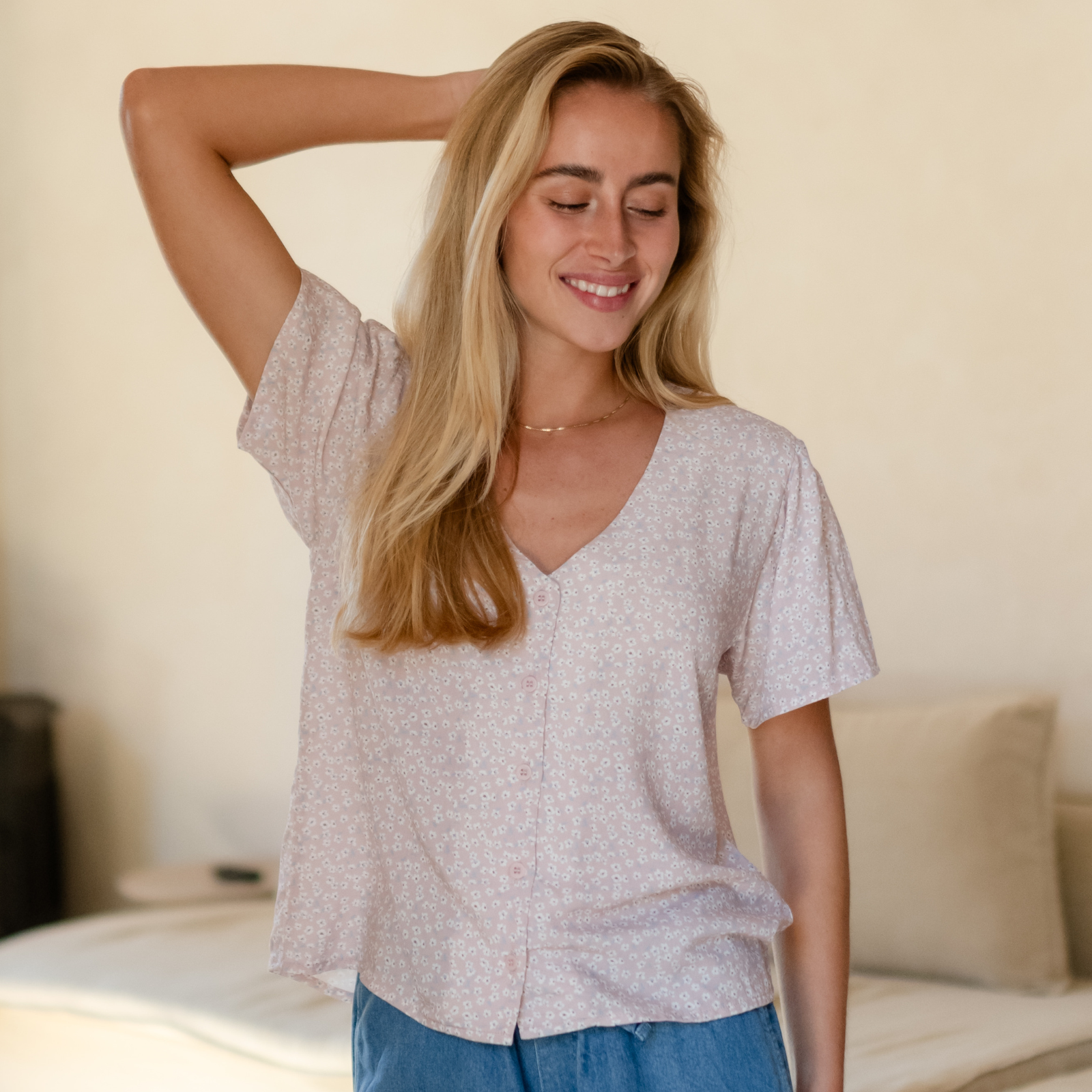 Nordlicht Saga Bluse Blumen Rosa XS